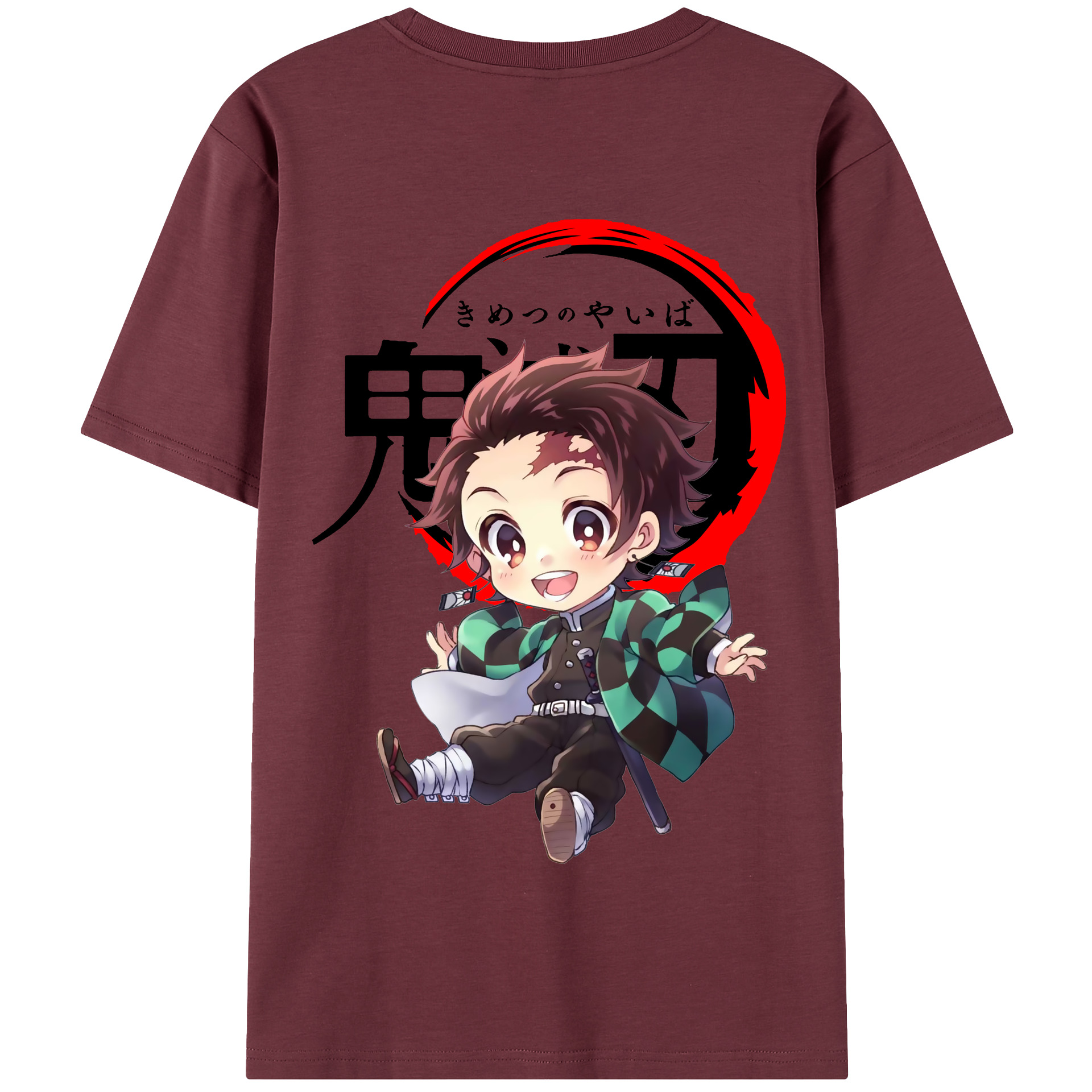 （画像用） 鬼滅の刃 竈門 炭治郎／かまど たんじろう Kamado Tanjirou 綿100％半袖Tシャツ（背面プリント）